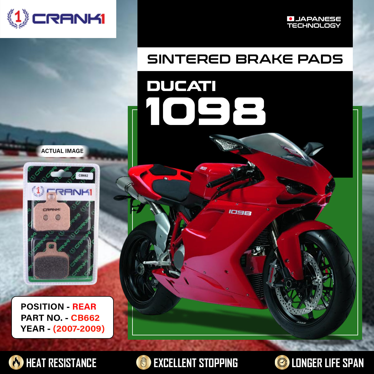 Sintered Brake Pads For Ducati 1098 (2007-2009) - Rear - CB662