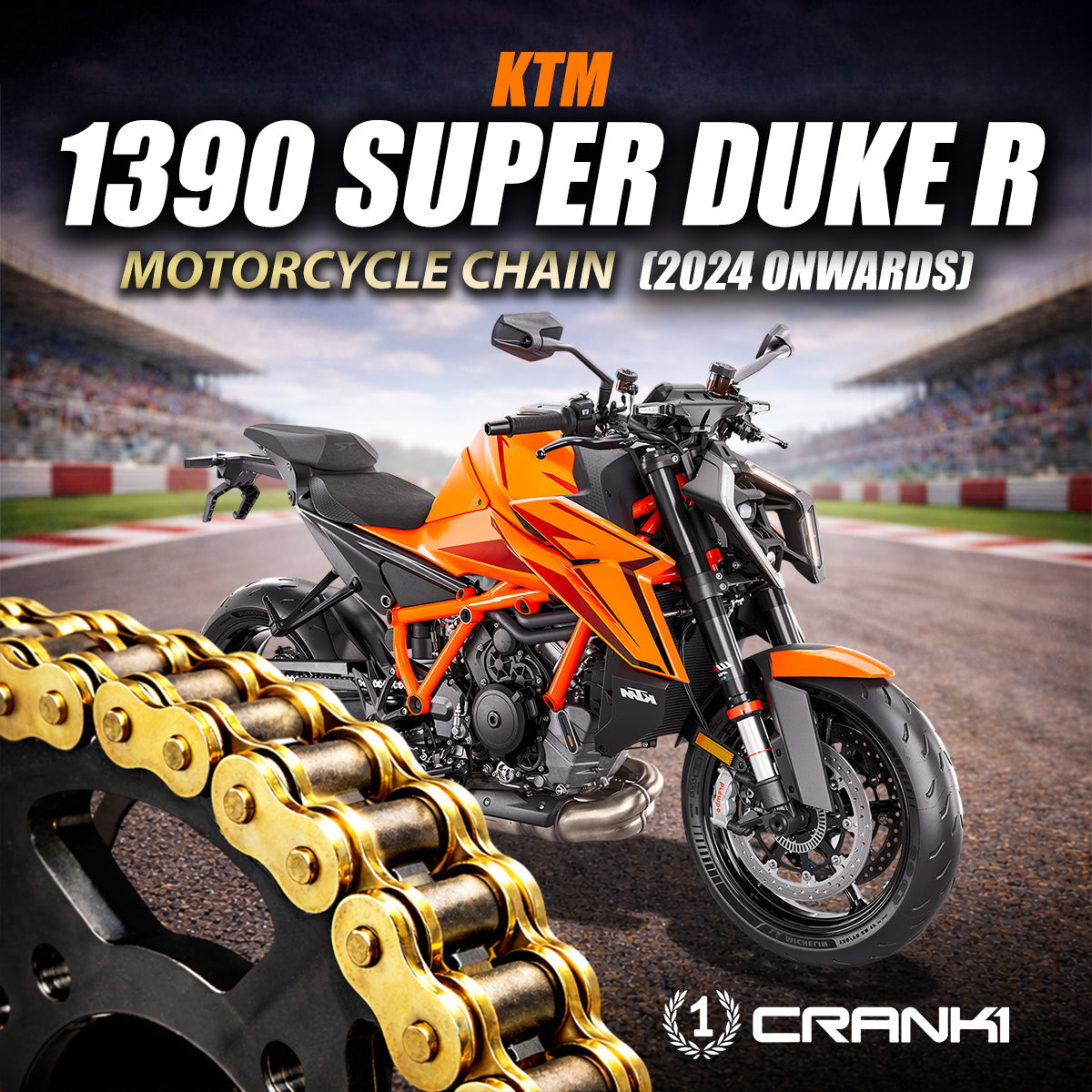 Chain For KTM 1390 Super Duke R (2024 Onwards) - 525 Pitch x 112 Links Gold (ZVMX)