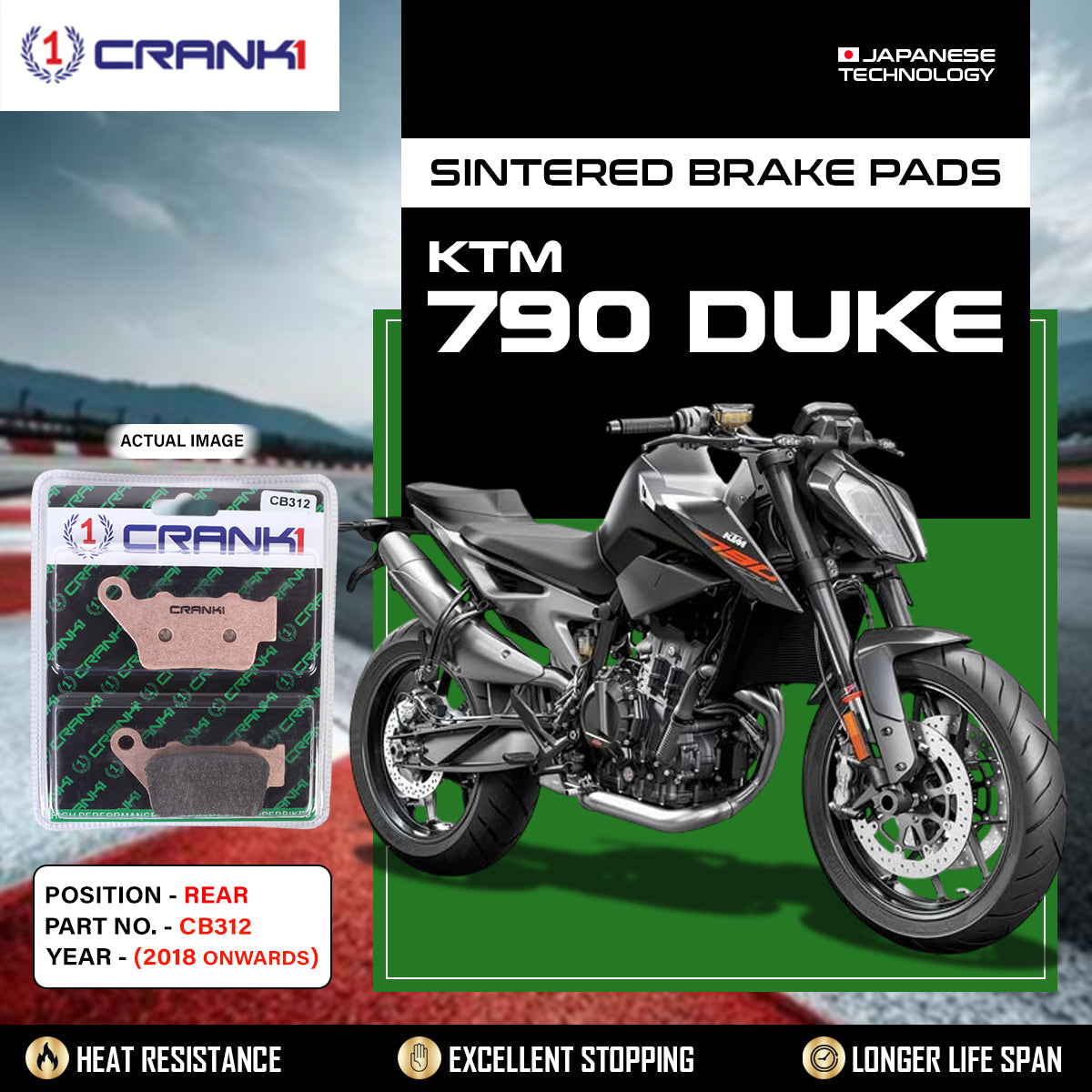 Sintered Brake Pads For KTM 790 Duke (2018 Onwards) - Rear - CB312