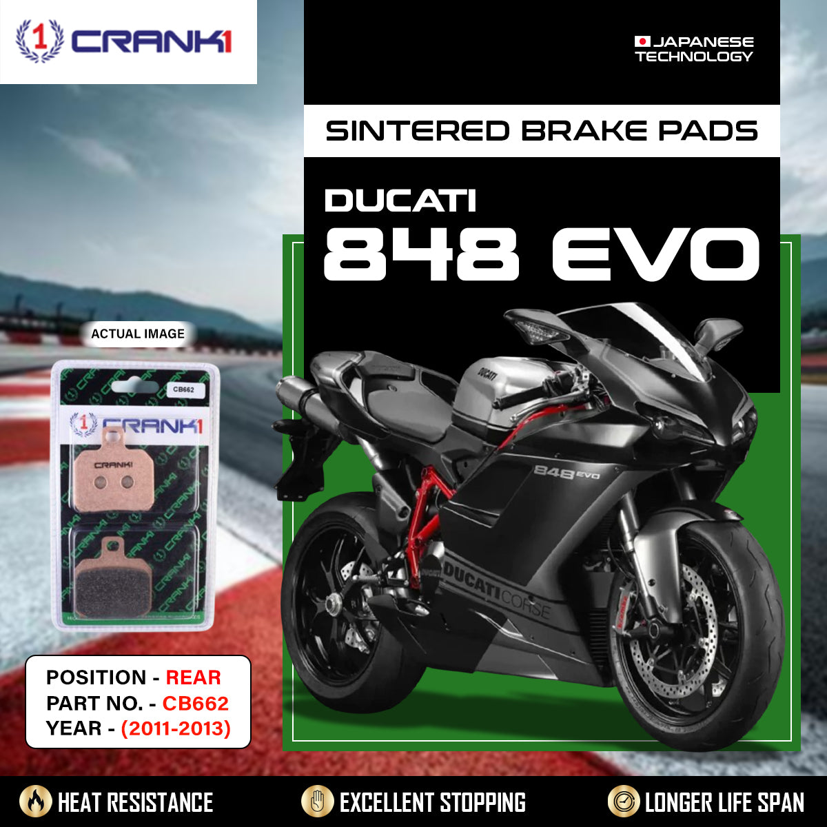 Sintered Brake Pads For Ducati EVO 848 (2011-2013) - Rear - CB662