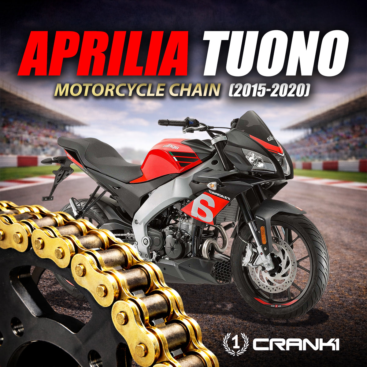 Chain For Aprilia Tuono (2015-2020) - 525 Pitch x 108 Links Gold (ZVMX)