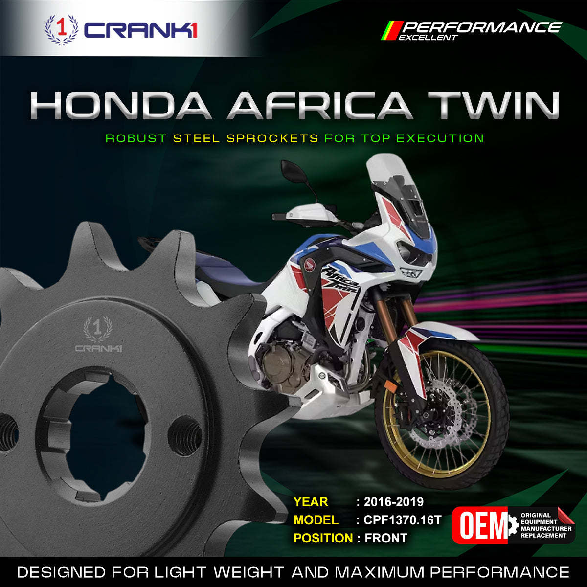 Sprocket For Honda Africa Twin (2016-2019) - Front - CPF1370.16T