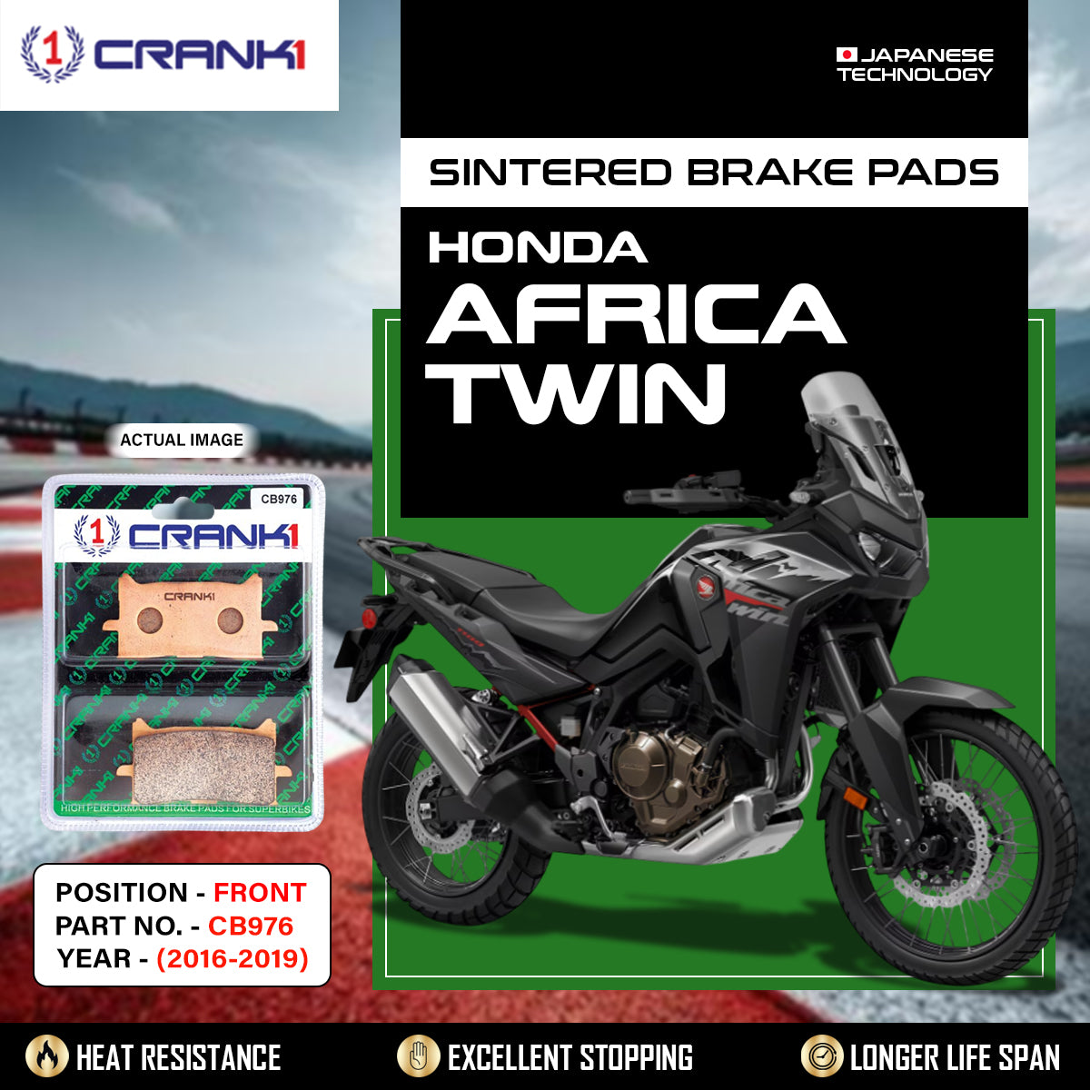 Sintered Brake Pads For Honda Africa Twin (2016-2019) - Front - CB976 - 2 Sets