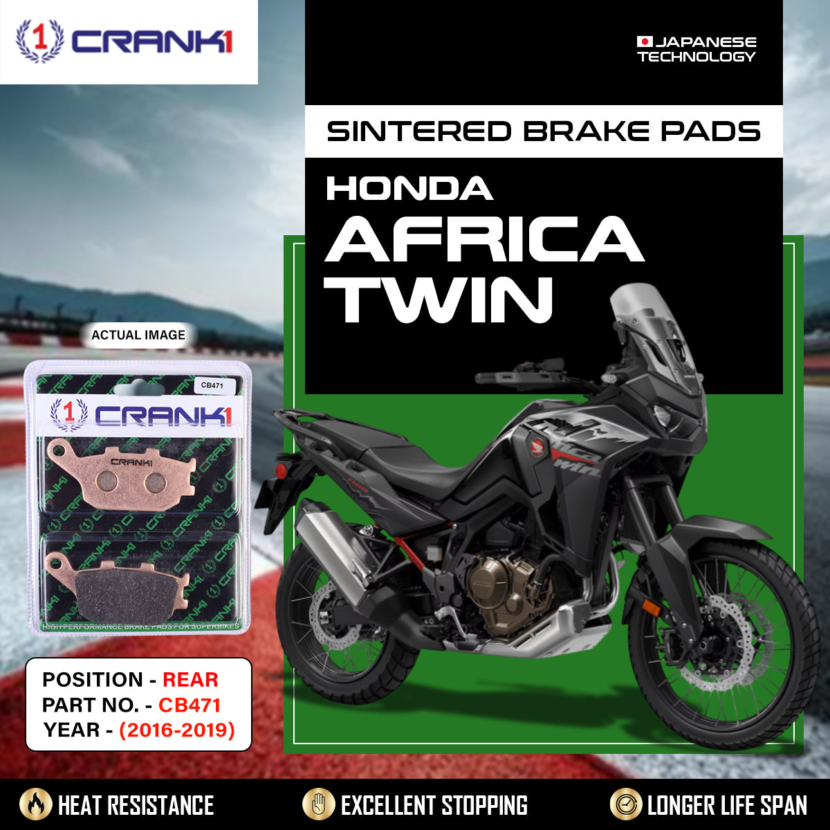 Sintered Brake Pads For Honda Africa Twin (2016-2019) - Rear - CB471