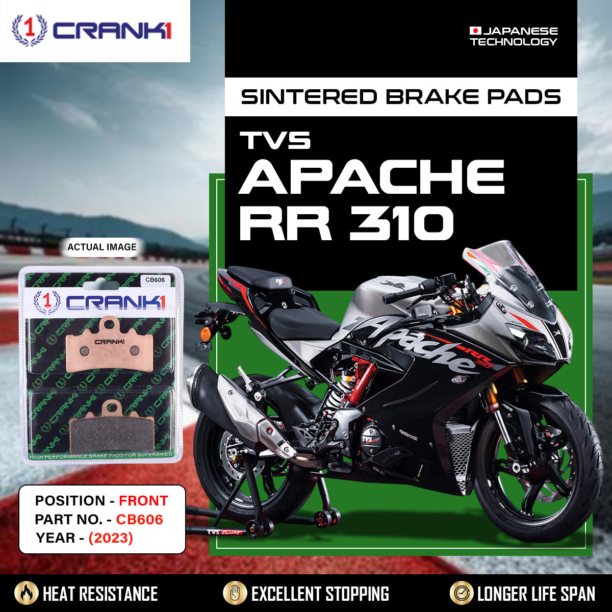 Sintered Brake Pads For TVS Apache RR 310 (2023) - Front - CB606