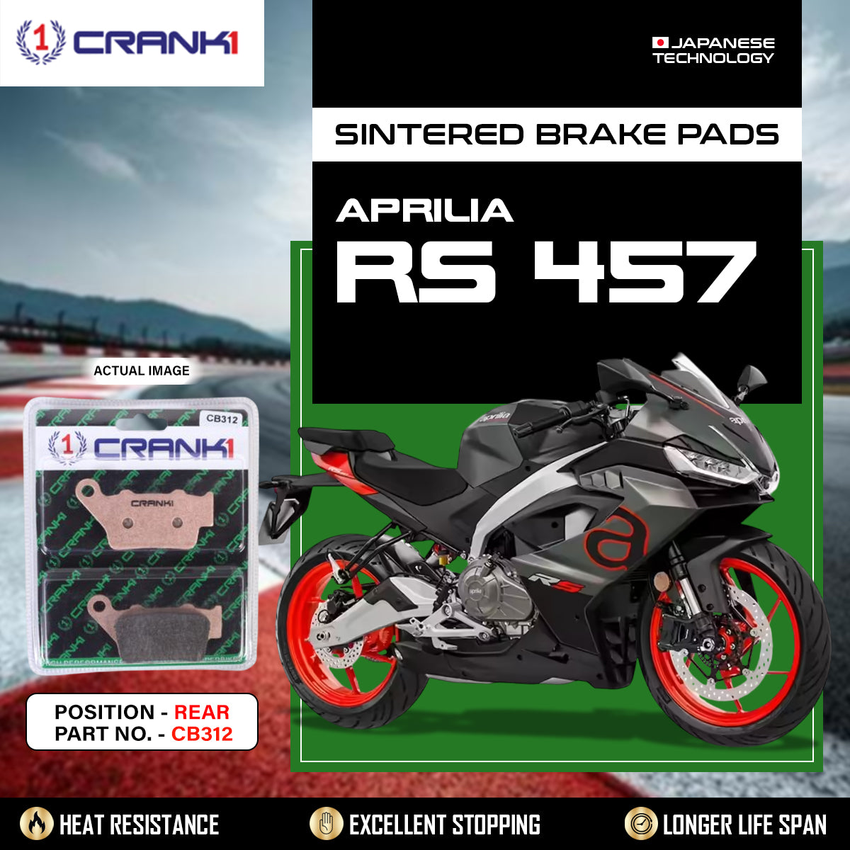 Sintered Brake Pads For Aprilia RS 457 - Rear - CB312