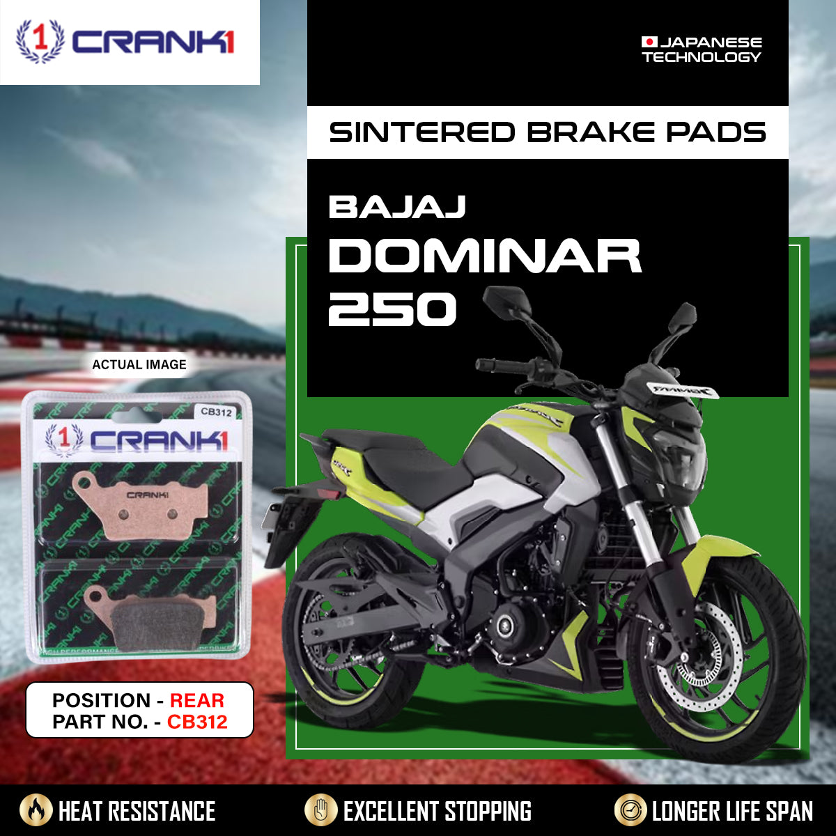 Sintered Brake Pads For Bajaj Dominar 250 - Rear - CB312