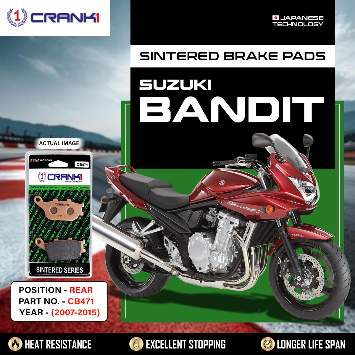 Sintered Brake Pads For Suzuki Bandit (2007-2015) - Rear - CB471 - 1 Set