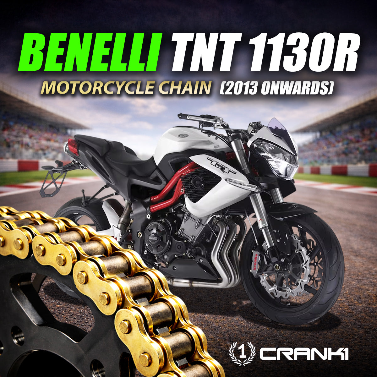 Chain For Benelli TNT 1130R (2013 Onwards) - 525 Pitch x 110 Links Gold (ZVMX)