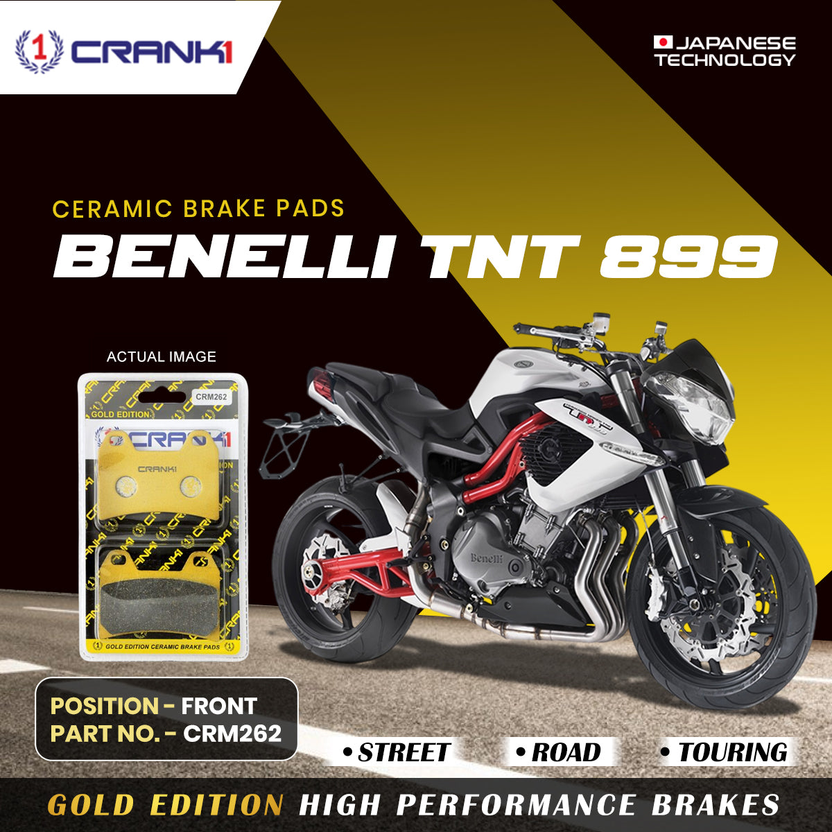 Ceramic Brake Pads For Benelli TNT 899 - Front - CRM262 - 2 Sets