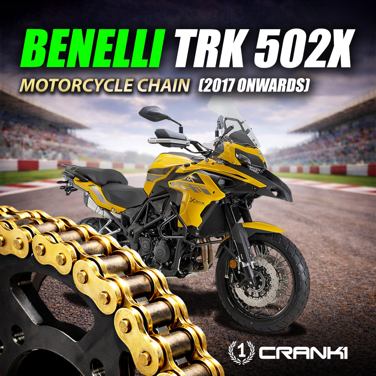 Chain For Benelli TRK 502X (2017 Onwards) - 525 Pitch x 116 Links Gold (ZVMX)