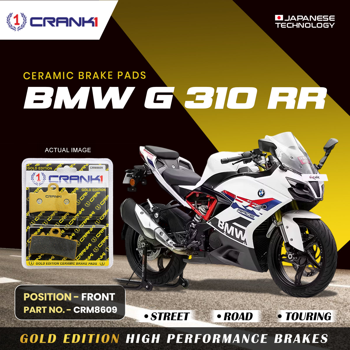 Ceramic Brake Pads For BMW G 310 RR - Front - CRM8609 - 2 Sets - 1 Set