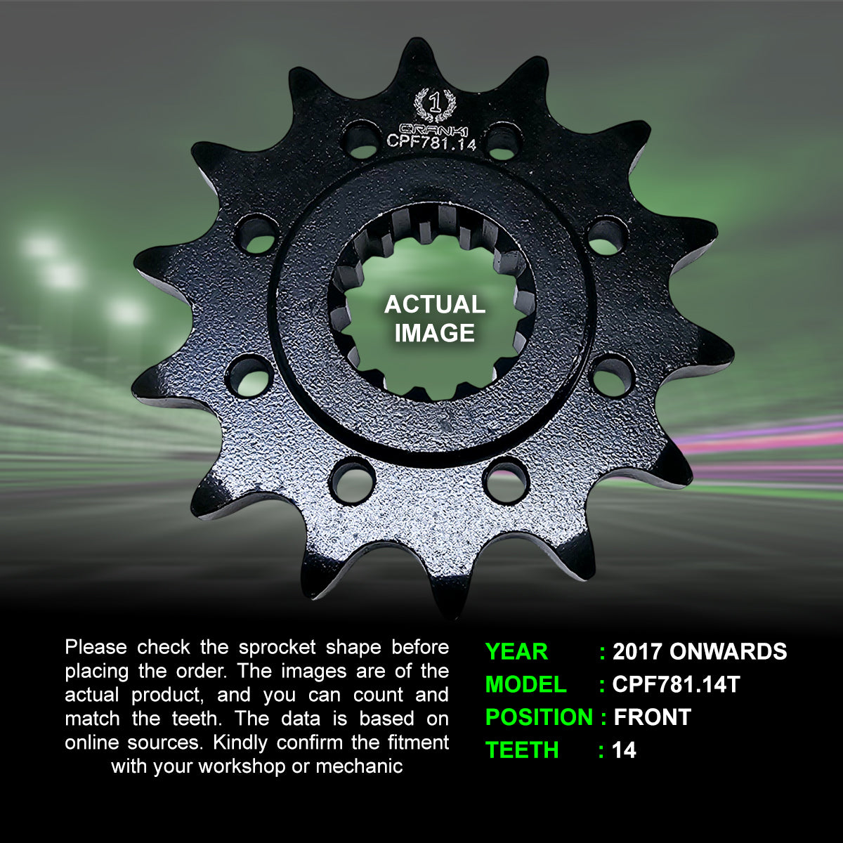 Sprocket For Benelli TRK 502 (2017 Onwards) - Front - CPF781.14T