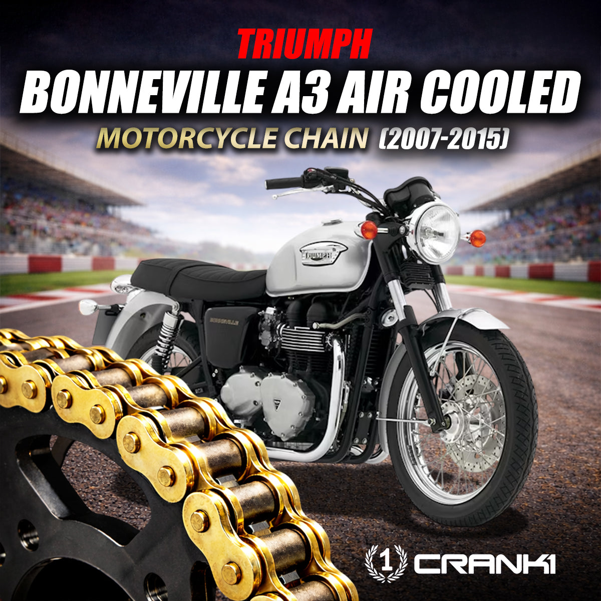 Chain For Triumph Bonneville A3 Air Cooled (2007-2015) - 525 Pitch x 112 Links Gold (ZVMX)