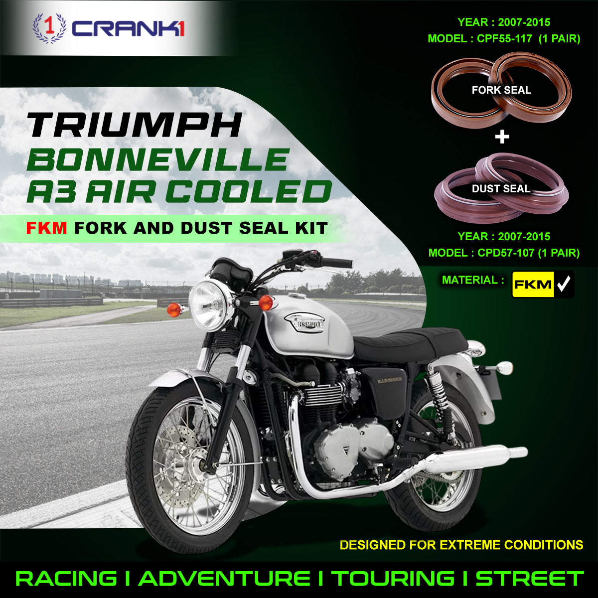 Fork And Dust Seals Kit For Triumph Bonneville A3 Air Cooled (2007-2015)