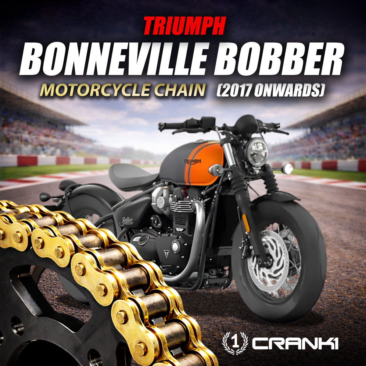Chain For Triumph Bonneville Bobber (2017 Onwards) - 525 Pitch x 108 Links Gold (ZVMX)