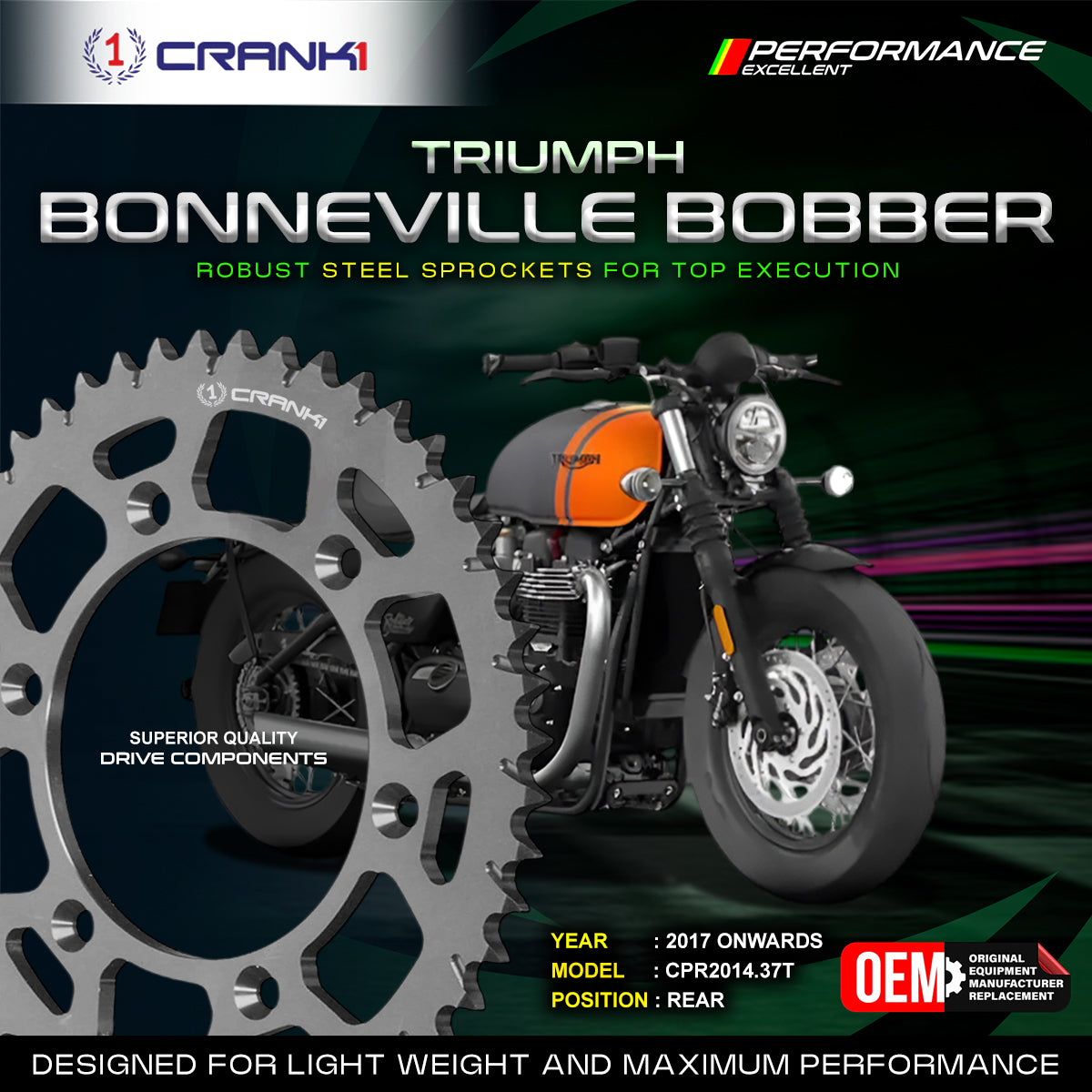 Sprocket For Triumph Bonneville Bobber (2017 Onwards) - Rear - CPR2014.37T