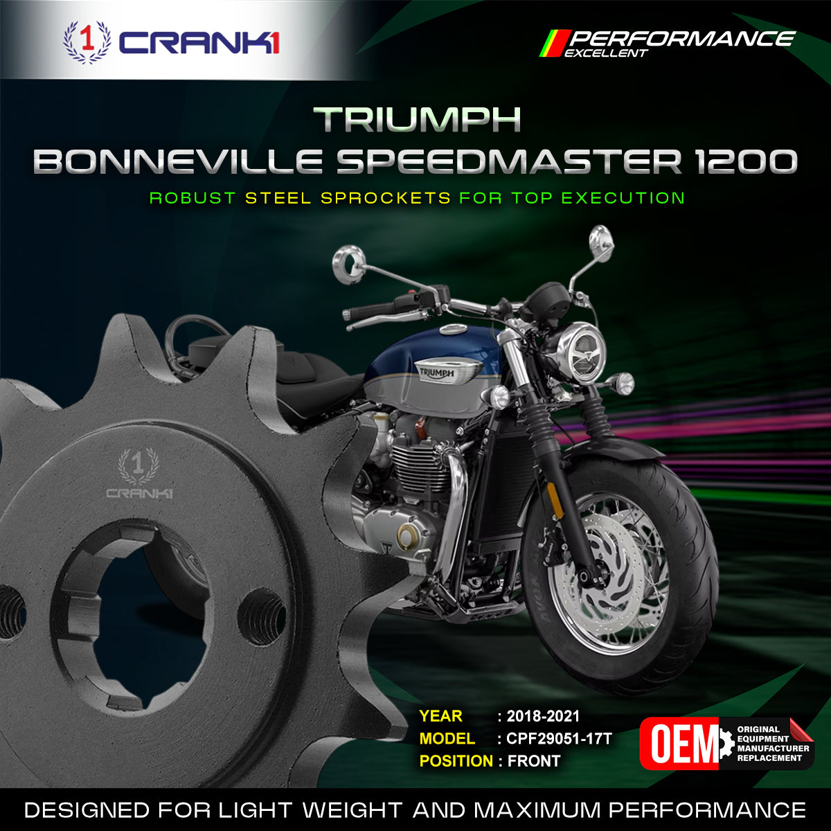 Sprocket For Triumph Speedmaster 1200 (2018-2021) - Front - CPF29051-17T