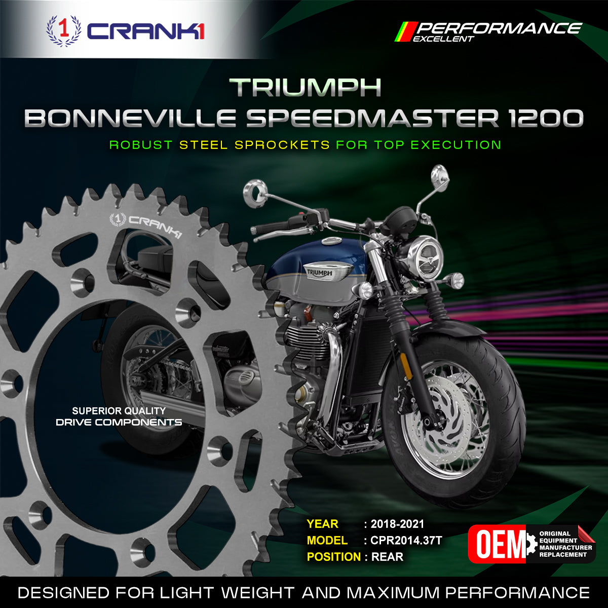 Sprocket For Triumph Bonneville Speedmaster 1200 (2018-2021) - Rear - CPR2014.37T