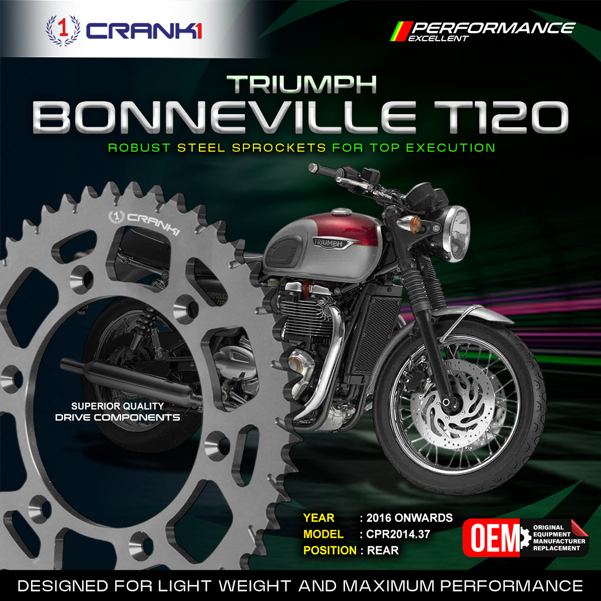 Sprocket For Triumph Bonneville T120 (2016 Onwards) - Rear - CPR2014.37T