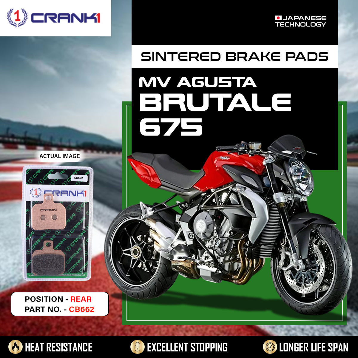 Sintered Brake Pads For MV Agusta Brutale 675 - Rear - CB662