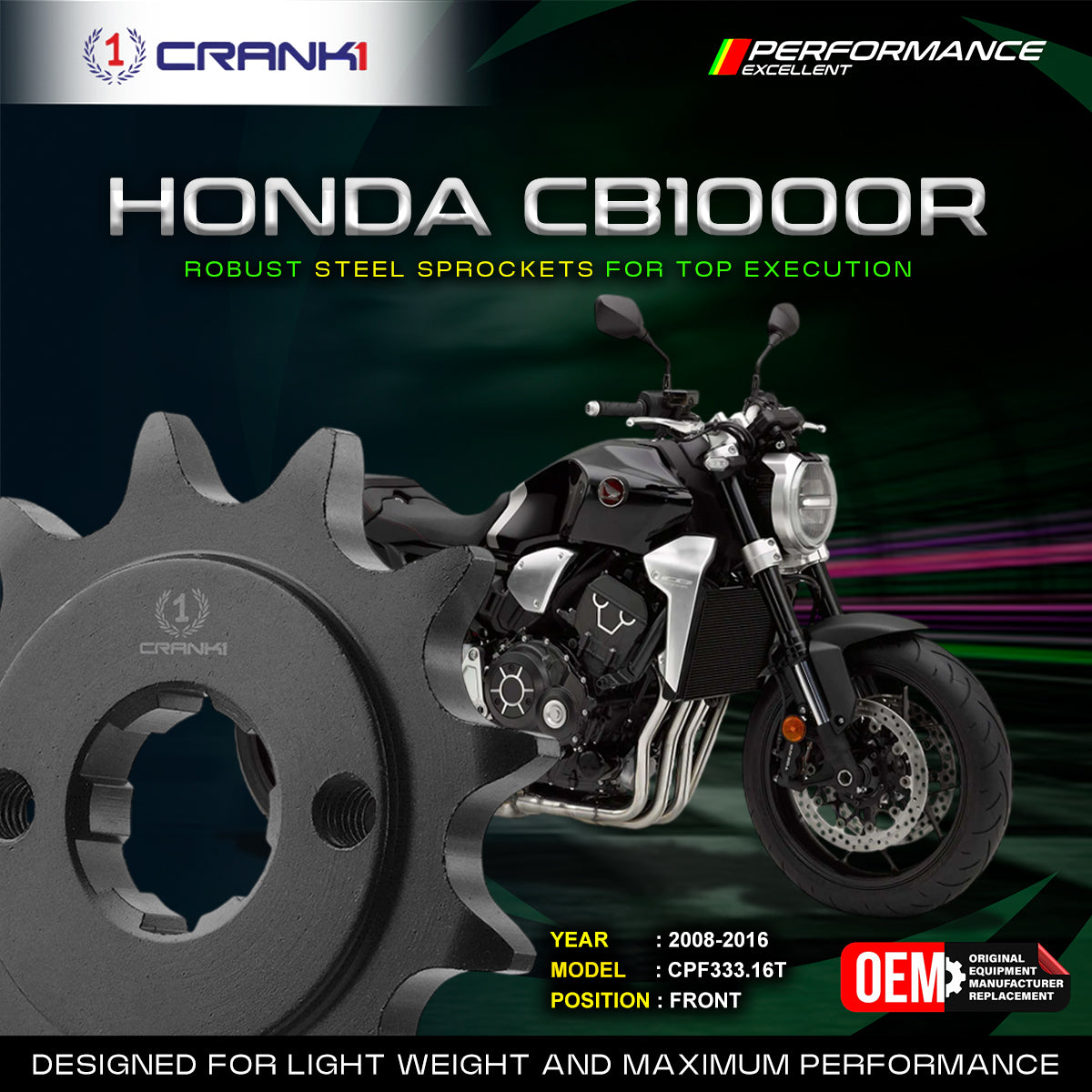 Sprocket For Honda CB1000R (2008-2016) - Front - CPF333.16T