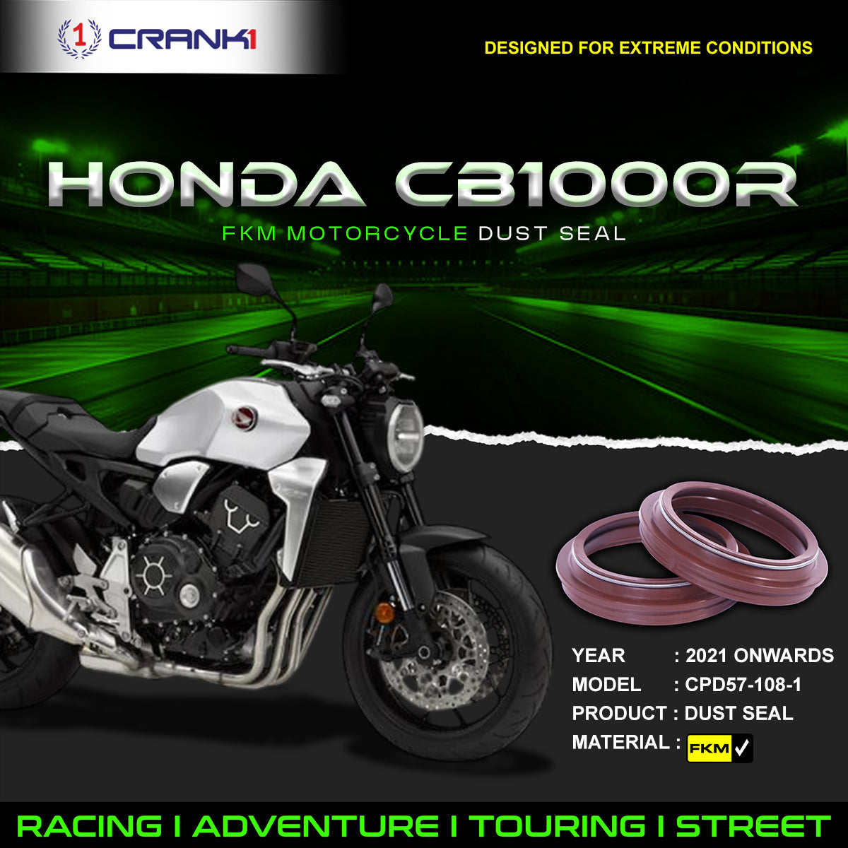 Fork Dust Seals Pair For Honda CB1000R (2021 Onwards) - CPD57-108-1