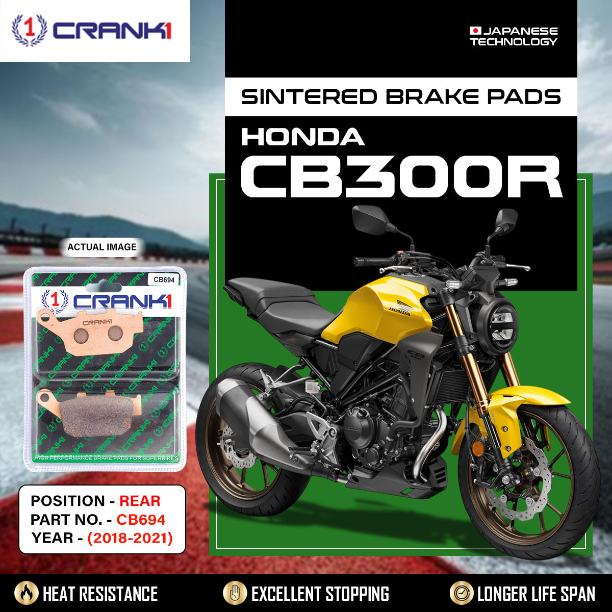 Sintered Brake Pads For Honda CB300R (2018-2021) - Rear - CB694