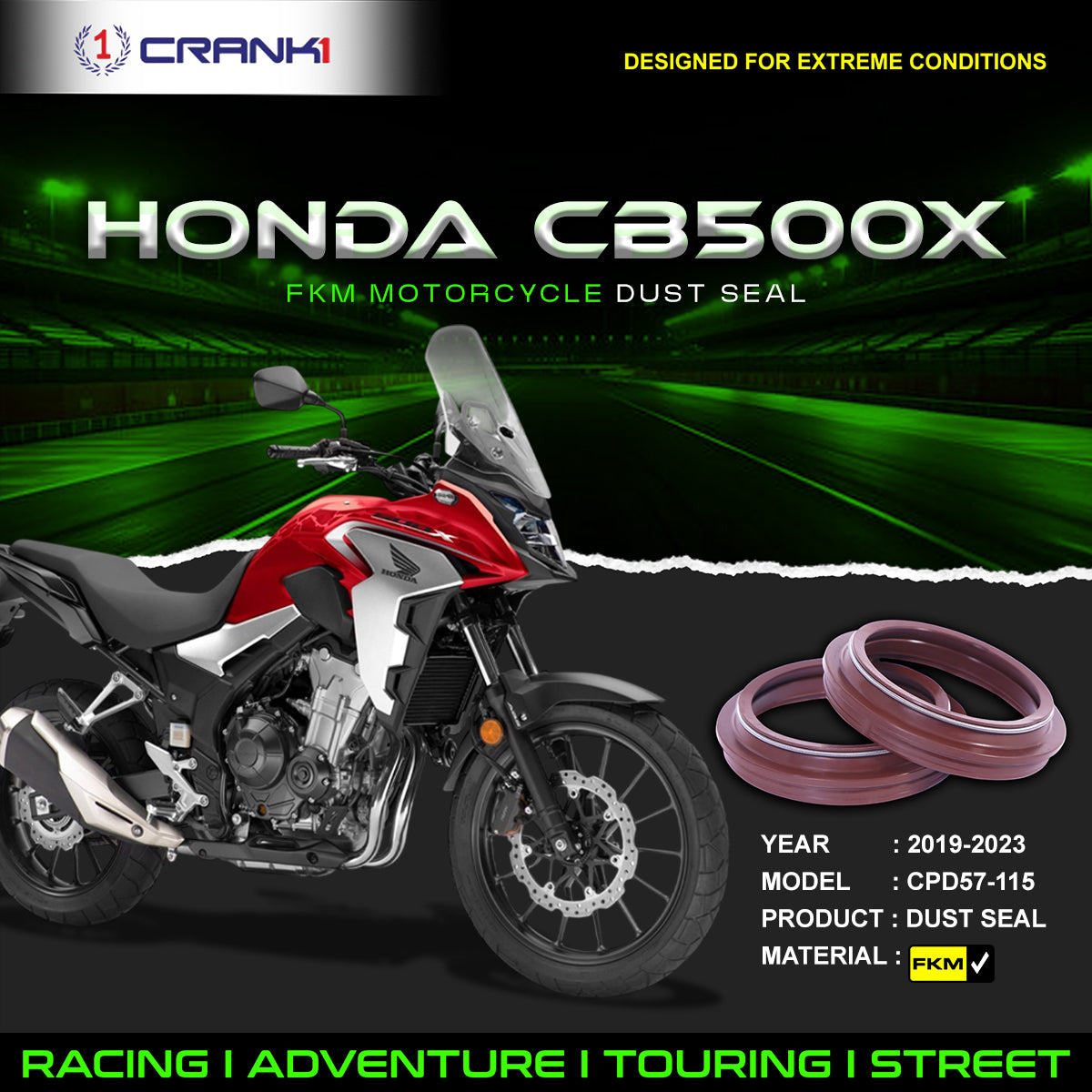 Fork Dust Seals Pair For Honda CB500X (2019-2023) - CPD57-115