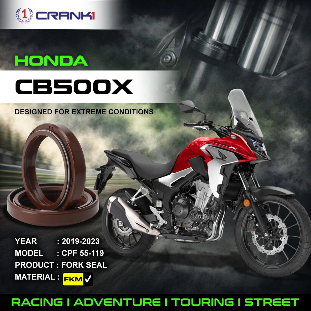 Fork Oil Seals Pair For Honda CB500X (2019-2023) - CPF55-119