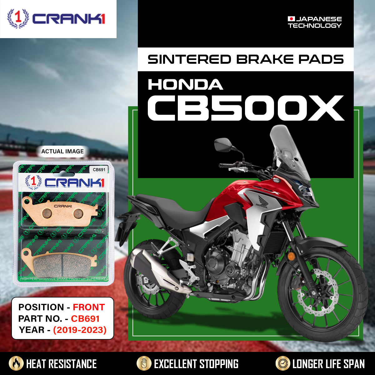 Sintered Brake Pads For Honda CB500X (2019-2023) - Front - CB691