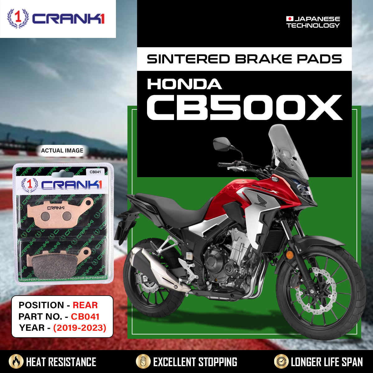 Sintered Brake Pads For Honda CB500X (2019-2023) - Rear - CB041