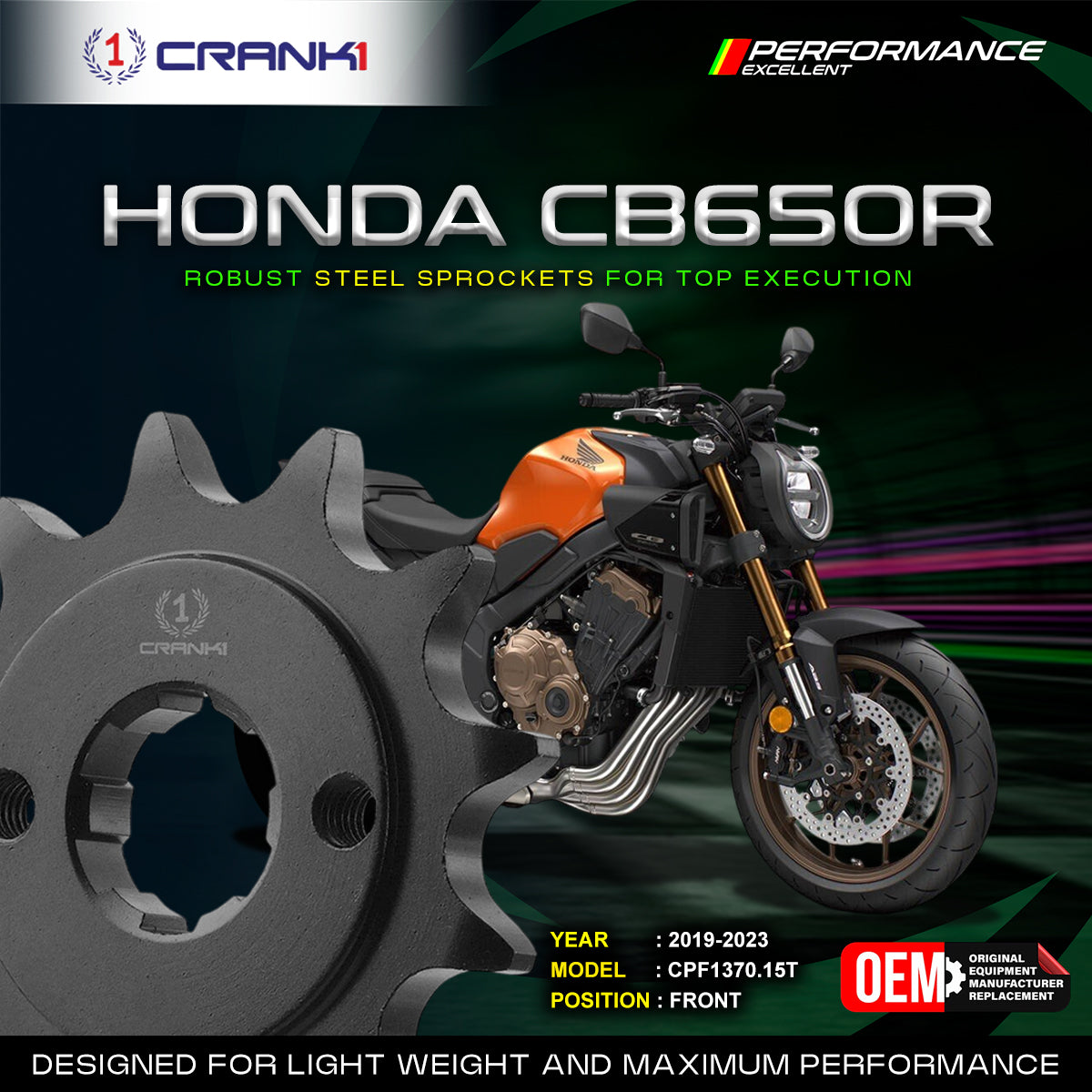 Sprocket For Honda CB650R (2019-2023) - Front - CPF1370.15T
