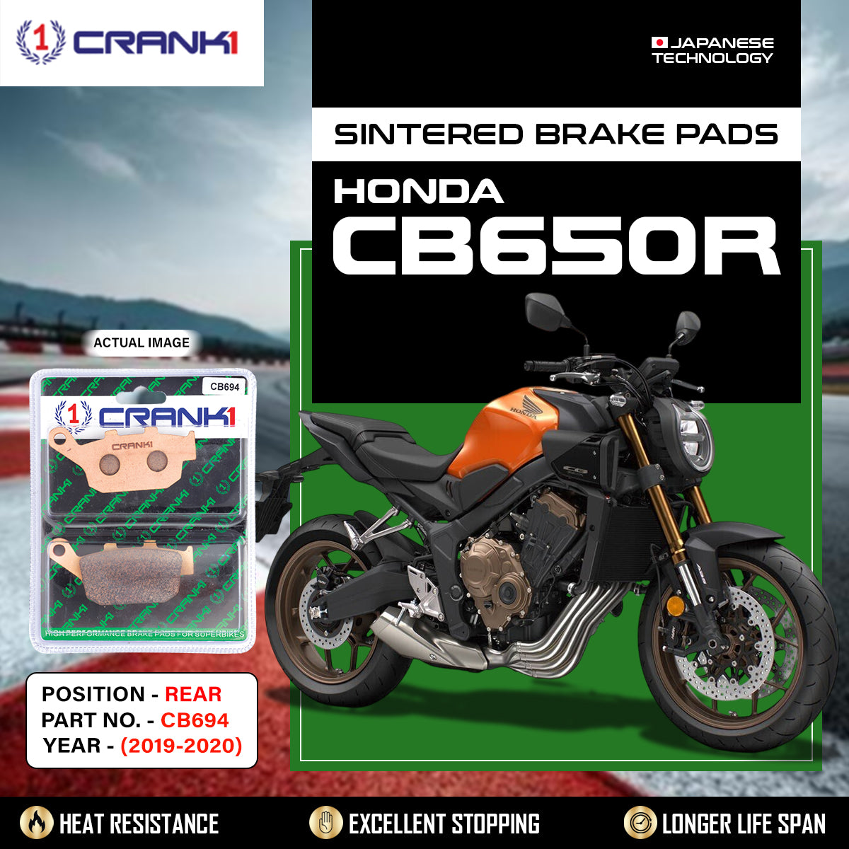 Sintered Brake Pads For Honda CB650R (2019-2020) - Rear - CB694