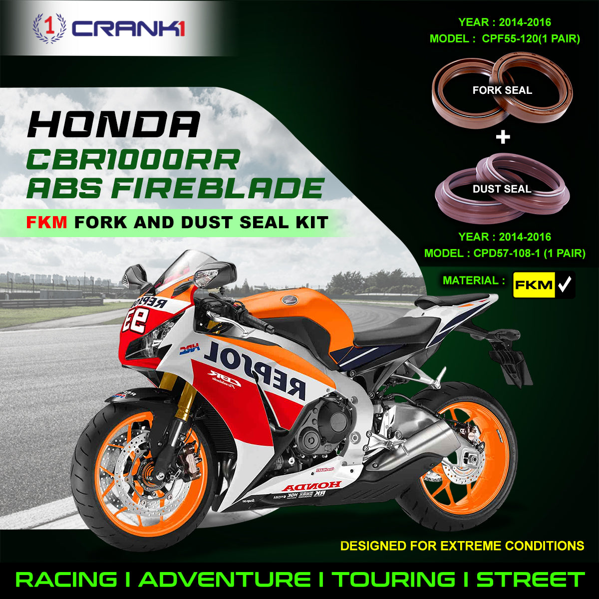 Fork And Dust Seals Kit For Honda CBR1000RR ABS Fireblade (2014-2016)