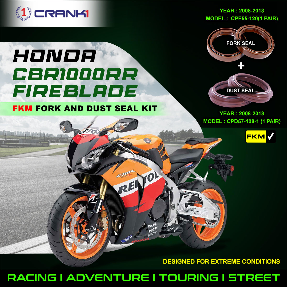 Fork And Dust Seals Kit For Honda CBR1000RR Fireblade (2008-2013)
