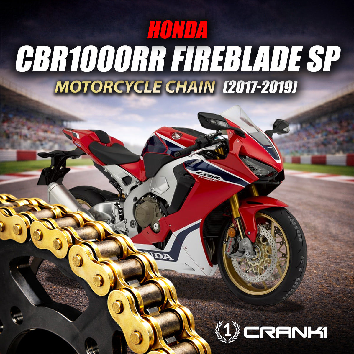 Chain For Honda CBR 1000 RR Fireblade SP (2017-2019) - 525 Pitch x 116 Links Gold (ZVMX)