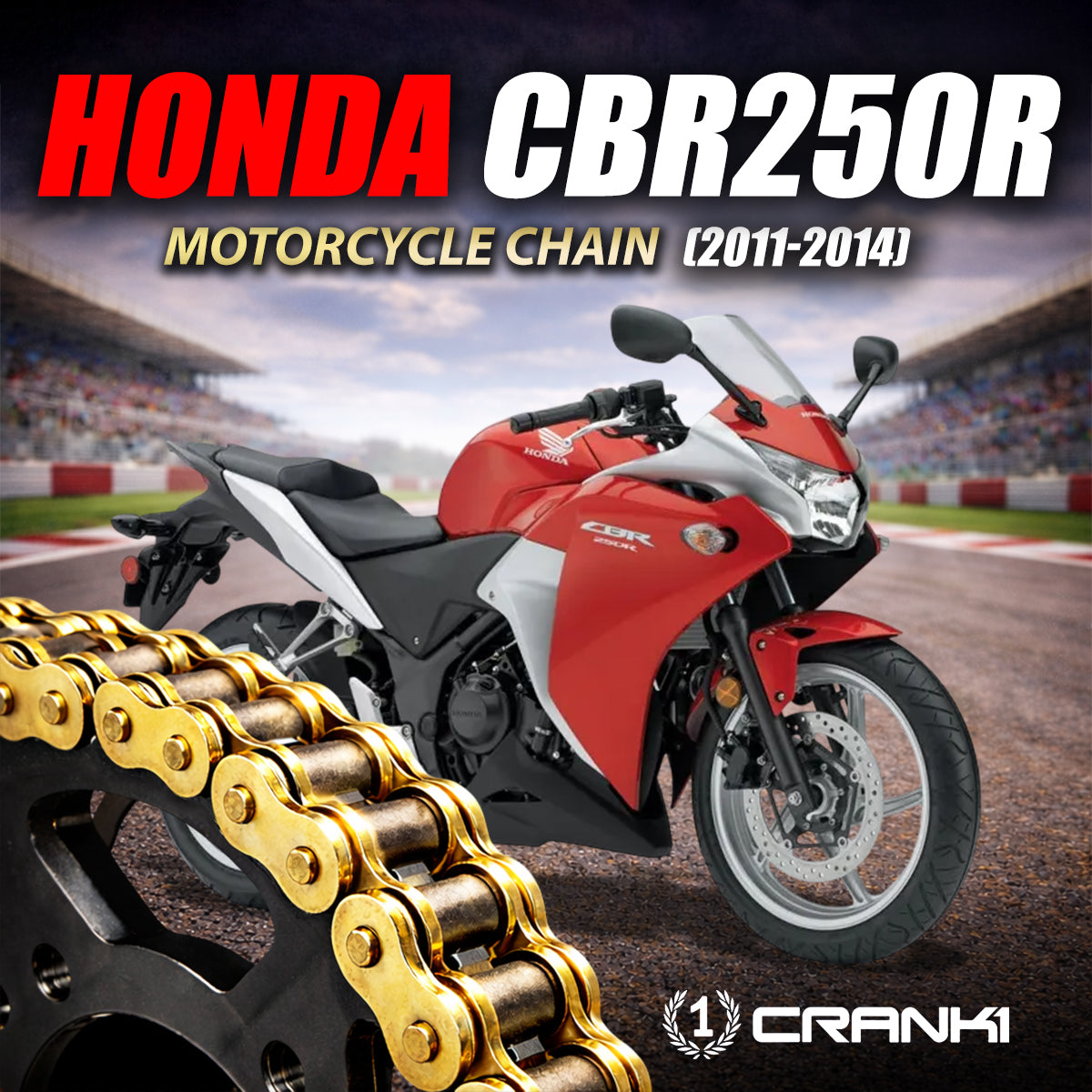Chain For Honda CBR250R (2011-2014) - 520 Pitch x 108 Links Gold (ZVMX)