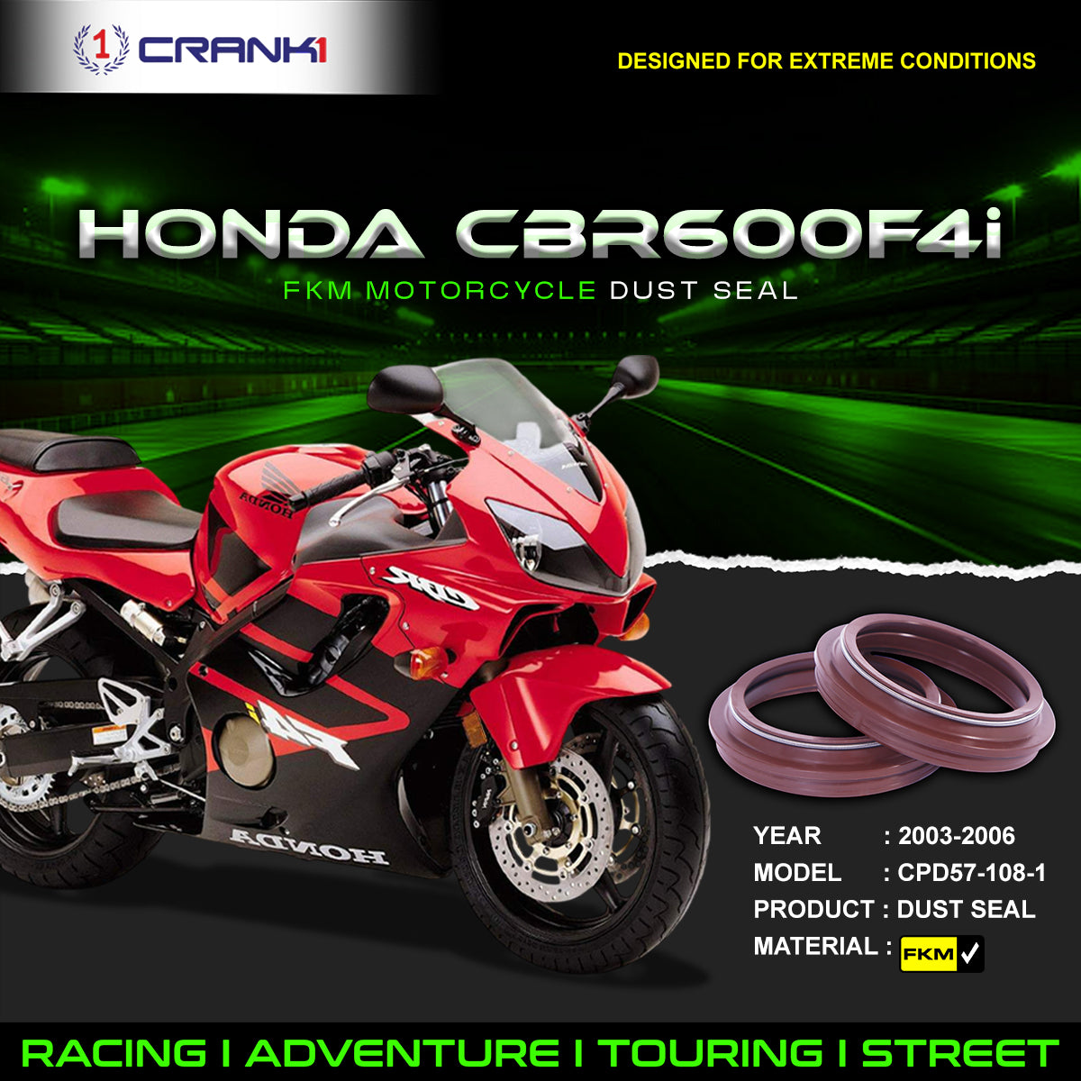 Fork Dust Seals Pair For Honda CBR600F4i (2003-2006) - CPD57-108-1