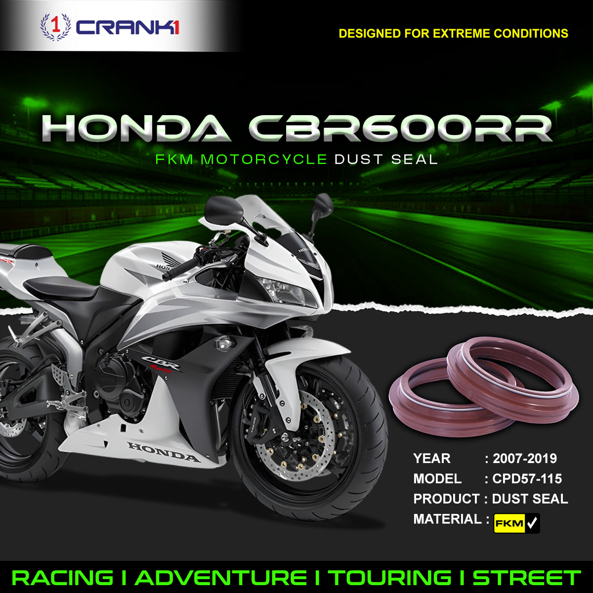 Fork Dust Seals Pair For Honda CBR600RR (2007-2019) - CPD57-115