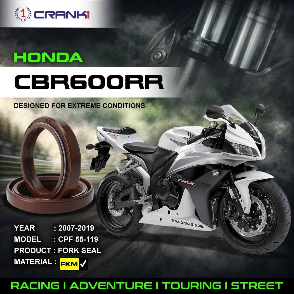 Fork Oil Seals Pair For Honda CBR600RR (2007-2019) - CPF55-119