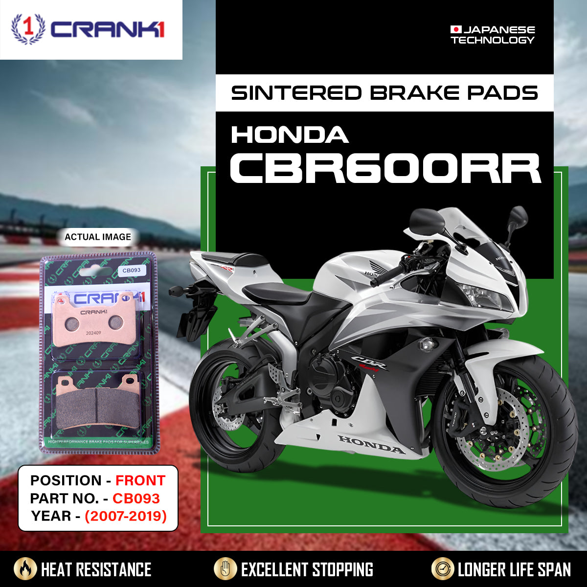 Sintered Brake Pads For Honda CBR600RR (2007-2019) - Front - CB093 - 2 Sets Required