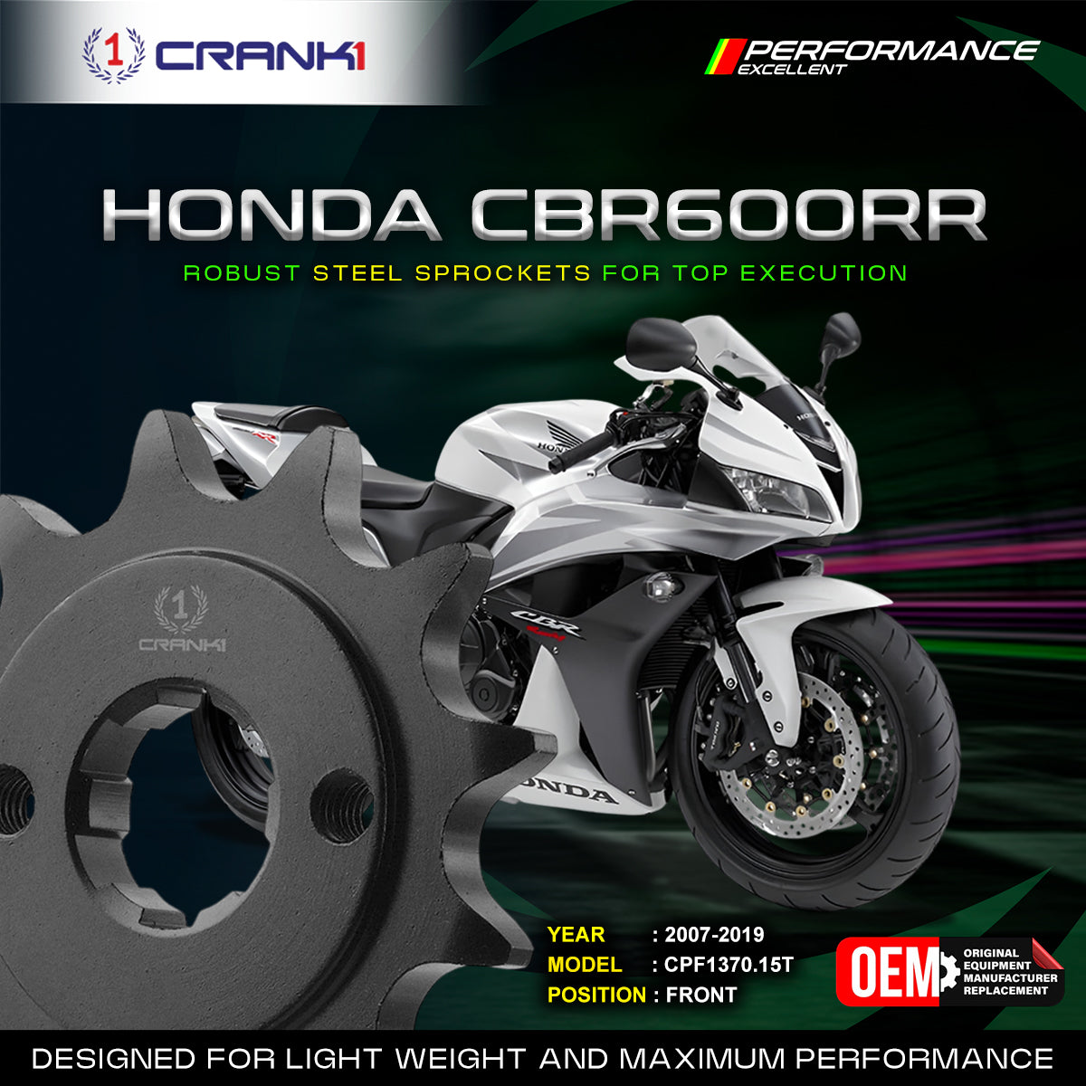 Sprocket For Honda CBR600RR (2007-2019) - Front - CPF1370.15T