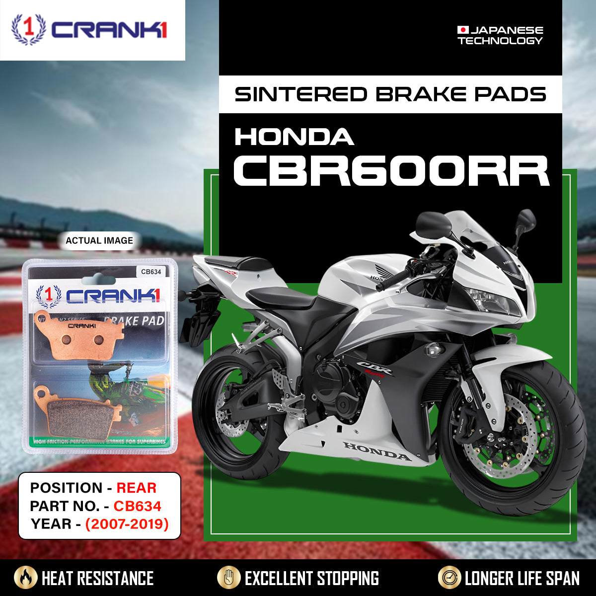 Sintered Brake Pads For Honda CBR600RR (2007-2019) - Rear - CB634