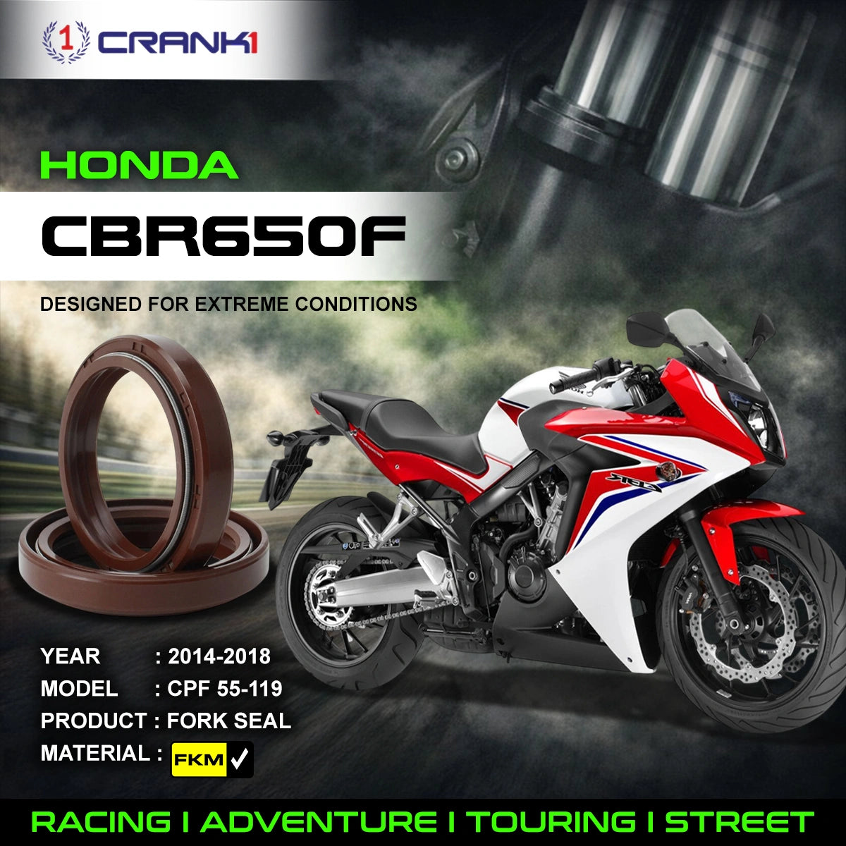 Fork Oil Seals Pair For Honda CBR650F (2014-2018) - CPF55-119