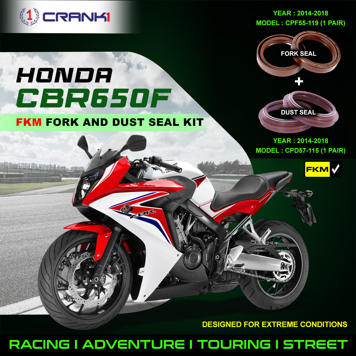 Fork And Dust Seals Kit For Honda CBR650F (2014-2018)