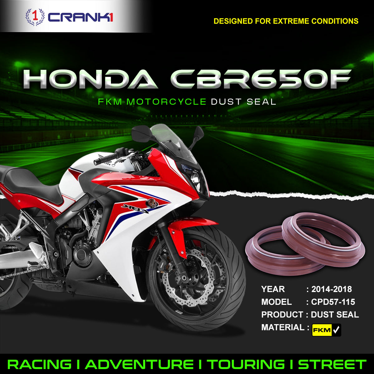 Fork Dust Seals Pair For Honda CBR650F (2014-2018) - CPD57-115