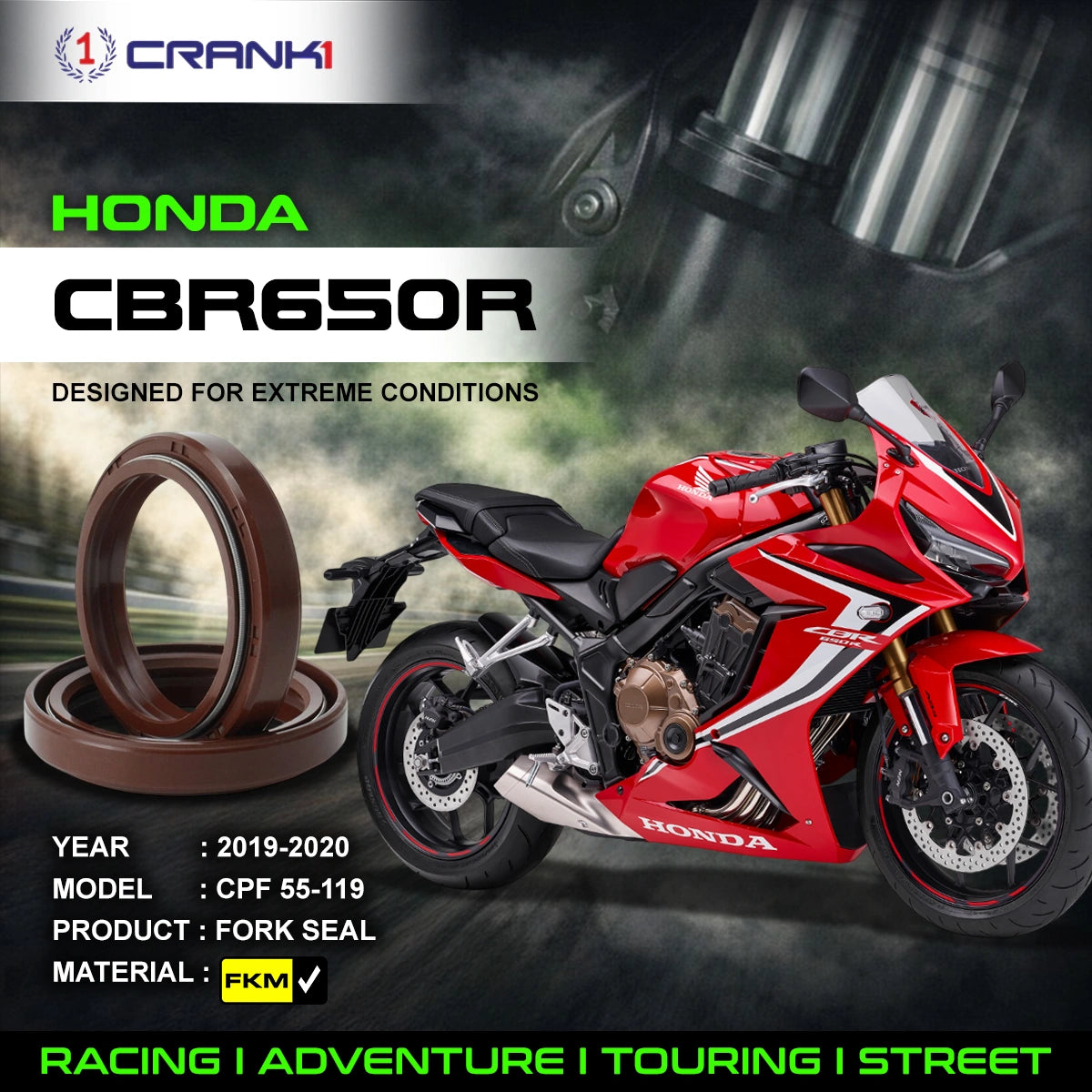 Fork Oil Seals Pair For Honda CBR650R (2019-2020) - CPF55-119