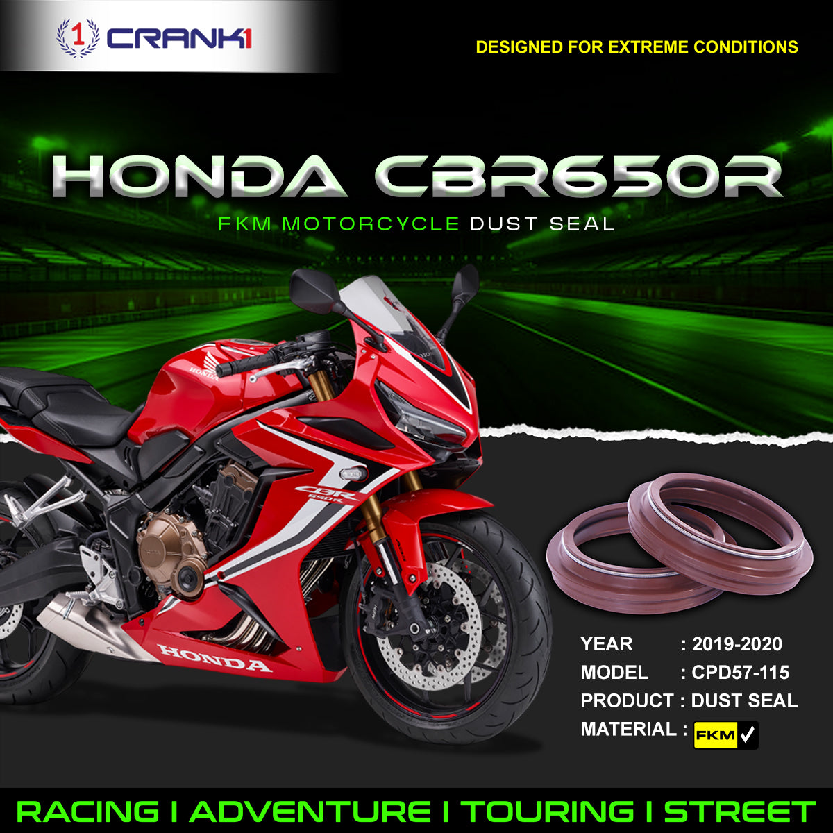 Fork Dust Seals Pair For Honda CBR650R (2019-2020) - CPD57-115