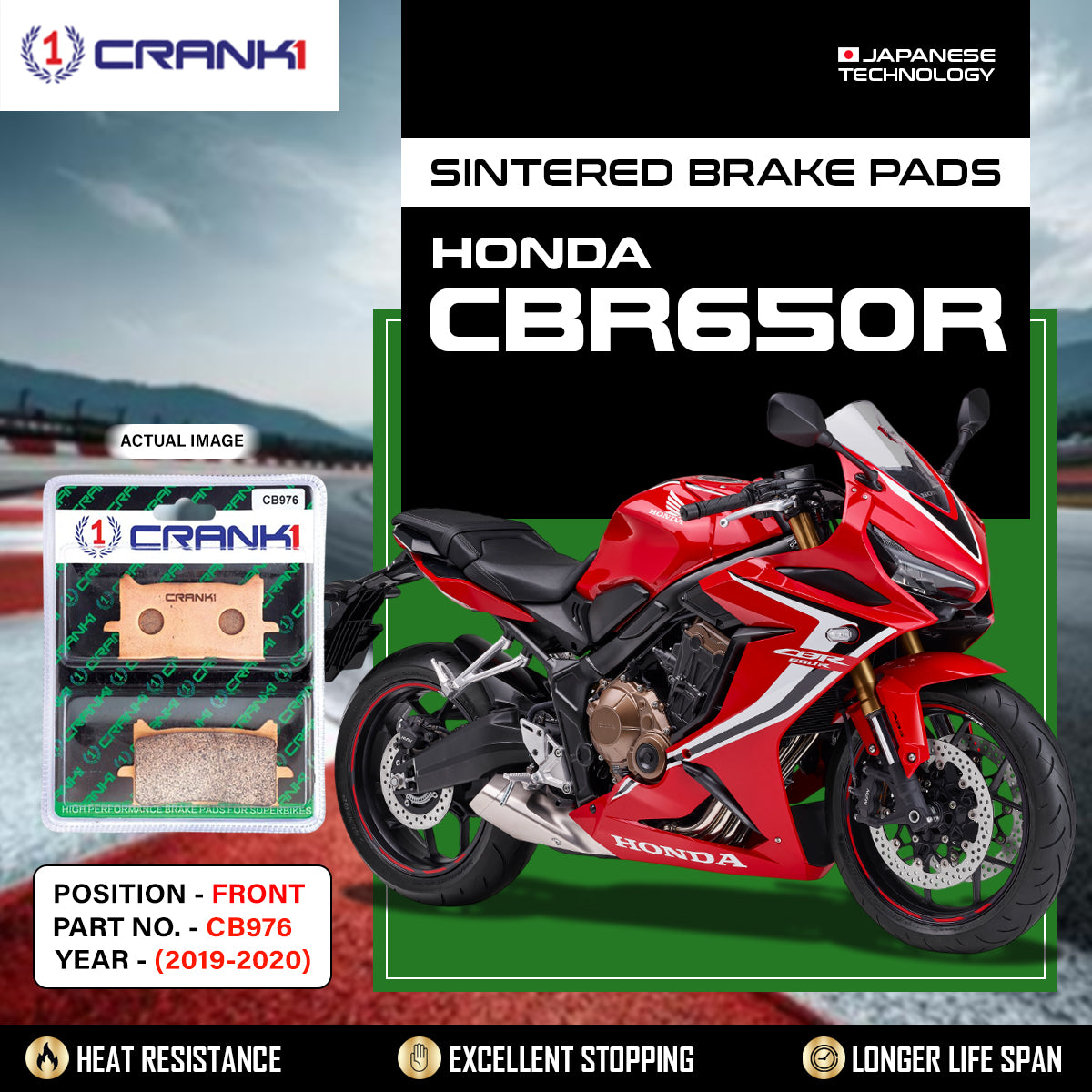 Sintered Brake Pads For Honda CBR650R (2019-2020) - Front - CB976 - 2 Sets